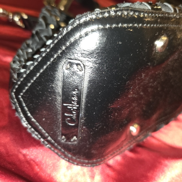 Cole Haan Black Genvieve Suede & Patent Medium Handbag - Picture 8 of 12